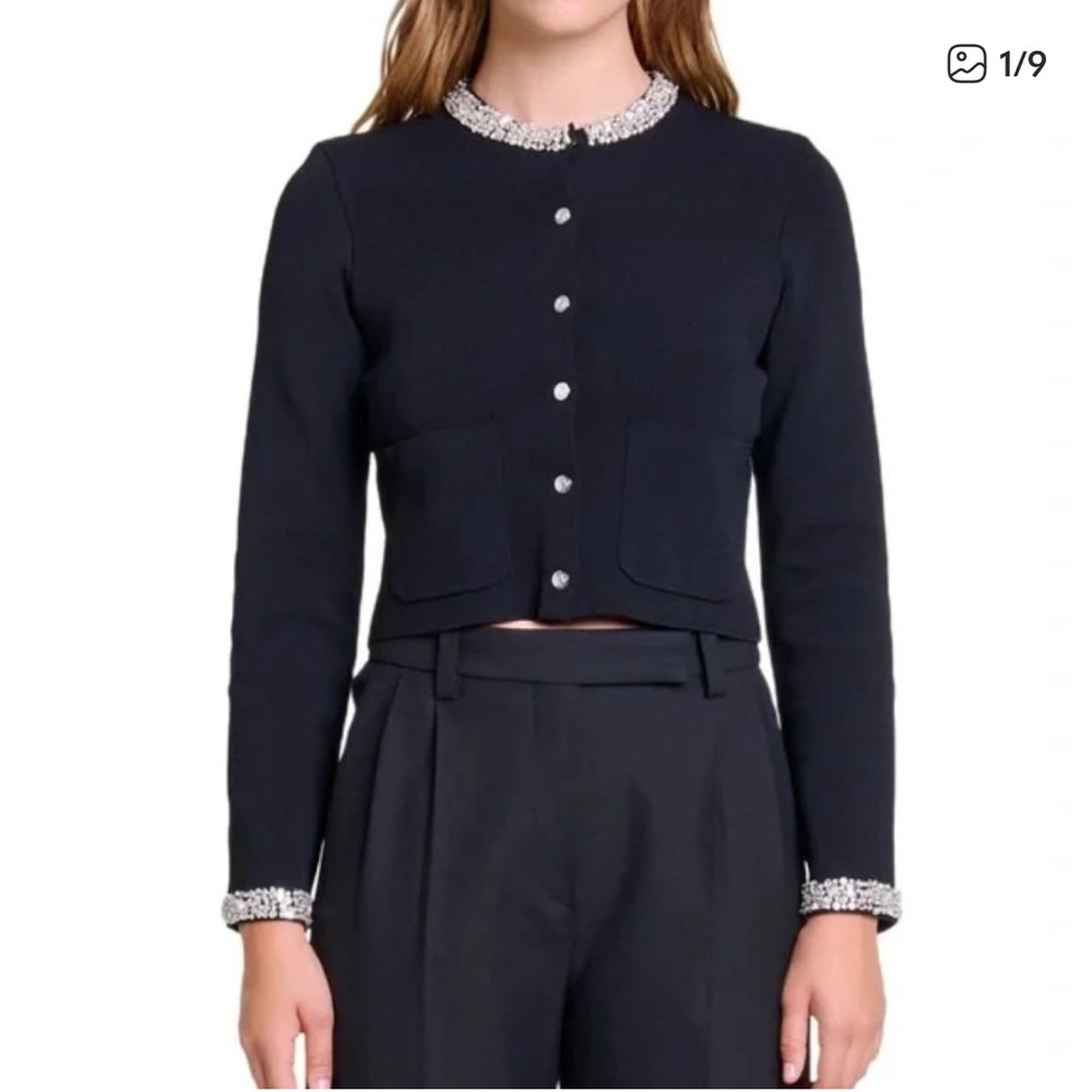 Maje Mistrassan Cardigan with Embellished Trim NWOT